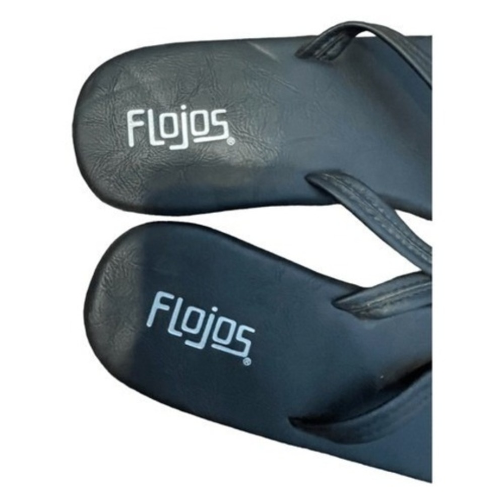 Flojos Wedge Flip Flop Sandals Black Leather Arch Support Slip-On Slide 10 - Picture 5 of 6